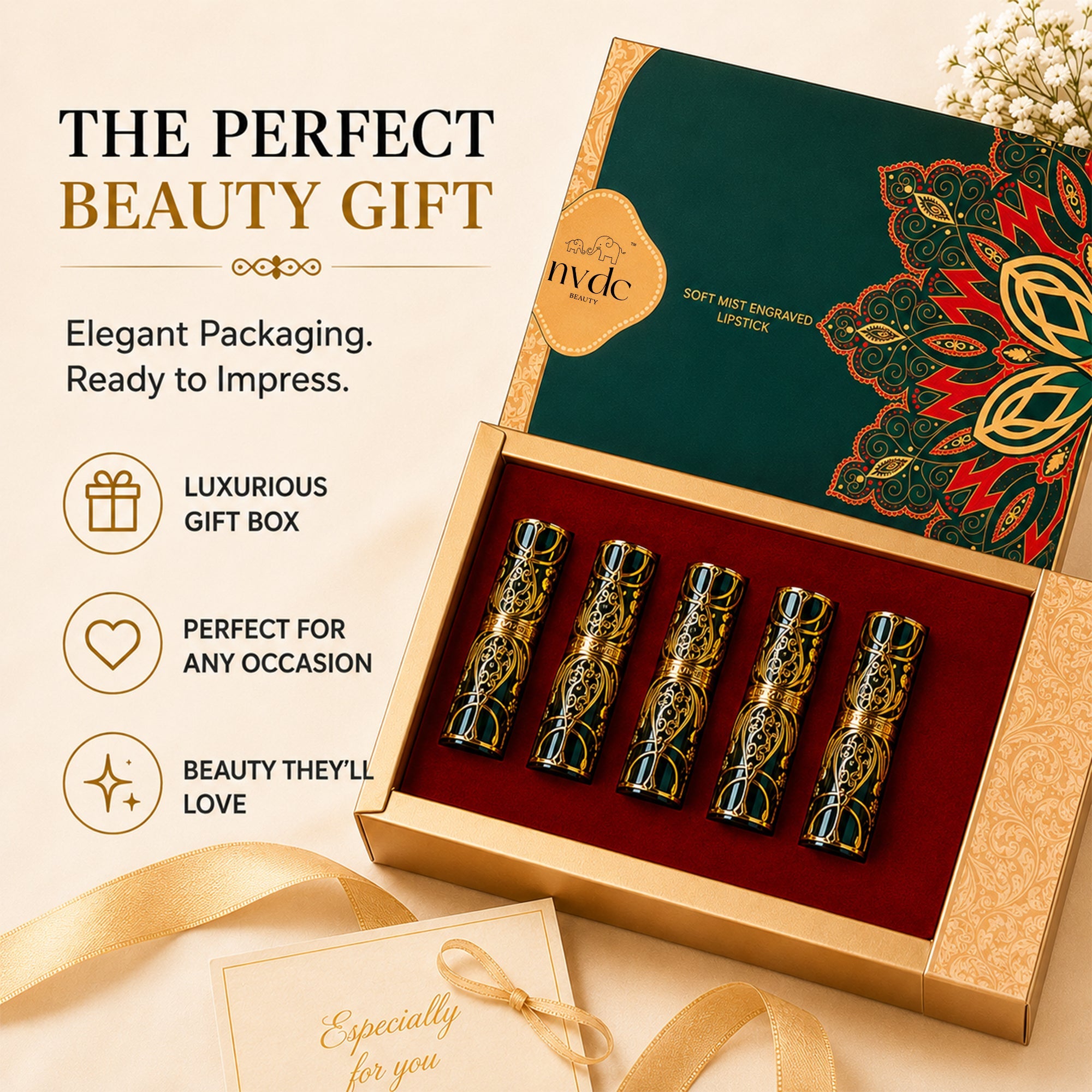 Soft Mist Satin Lipstick Set with Five Vegan Shades