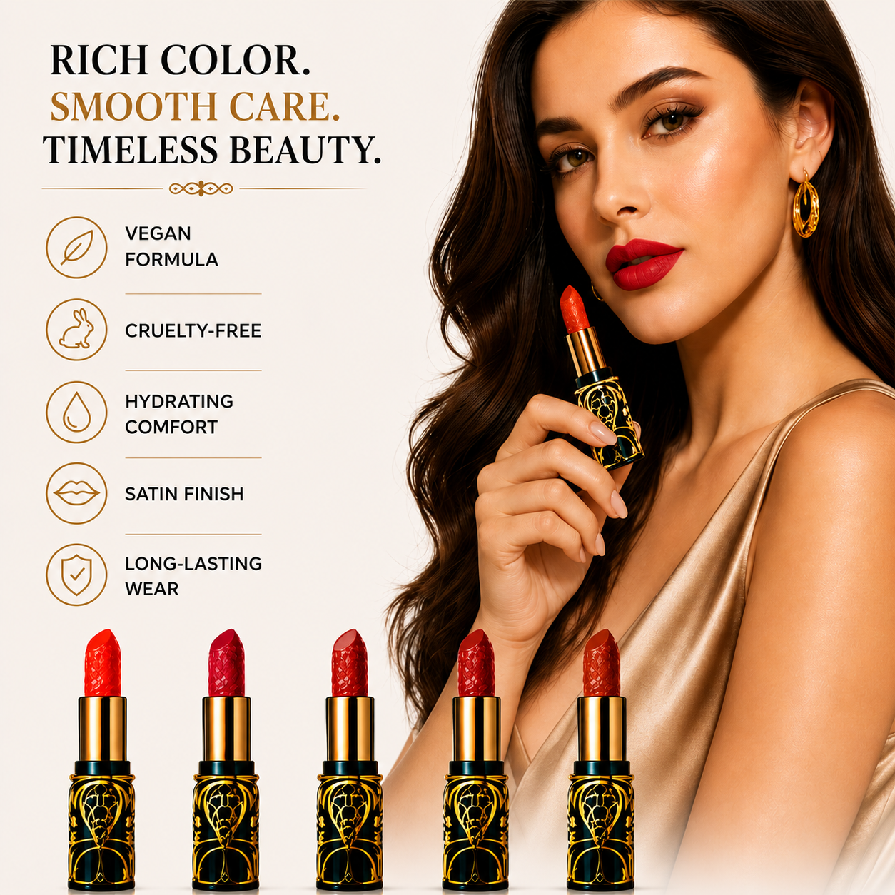 Soft Mist Satin Lipstick Set with Five Vegan Shades