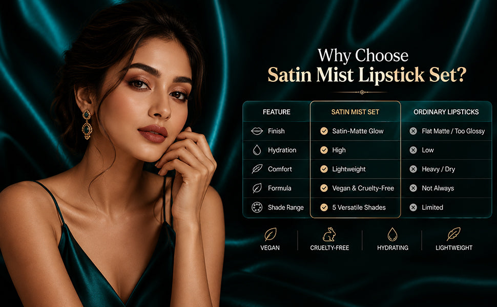 Soft Mist Satin Lipstick Set with Five Vegan Shades