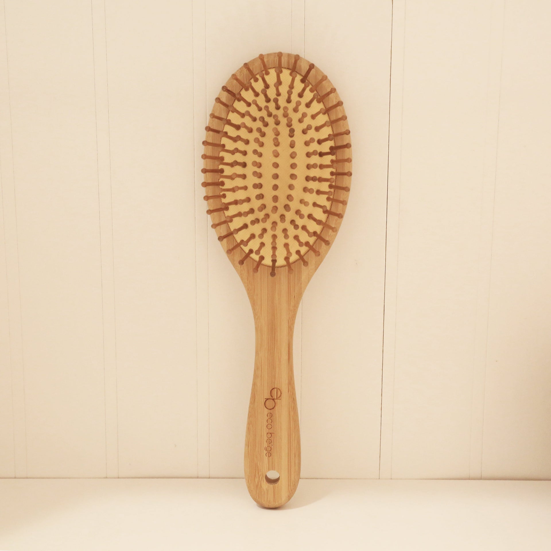 Cushioned Oval Bamboo Hair Brush for Gentle Styling
