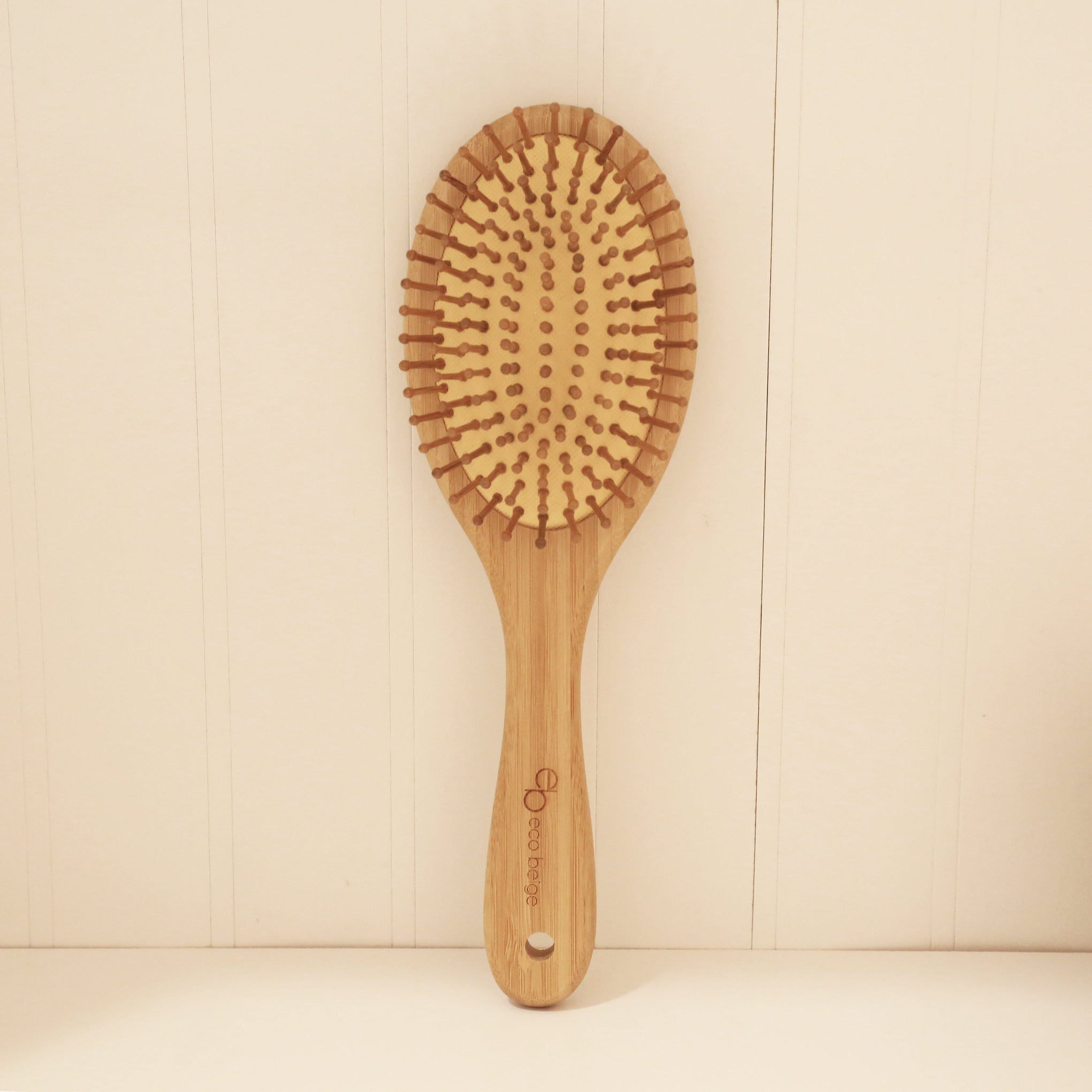 Cushioned Oval Bamboo Hair Brush for Gentle Styling