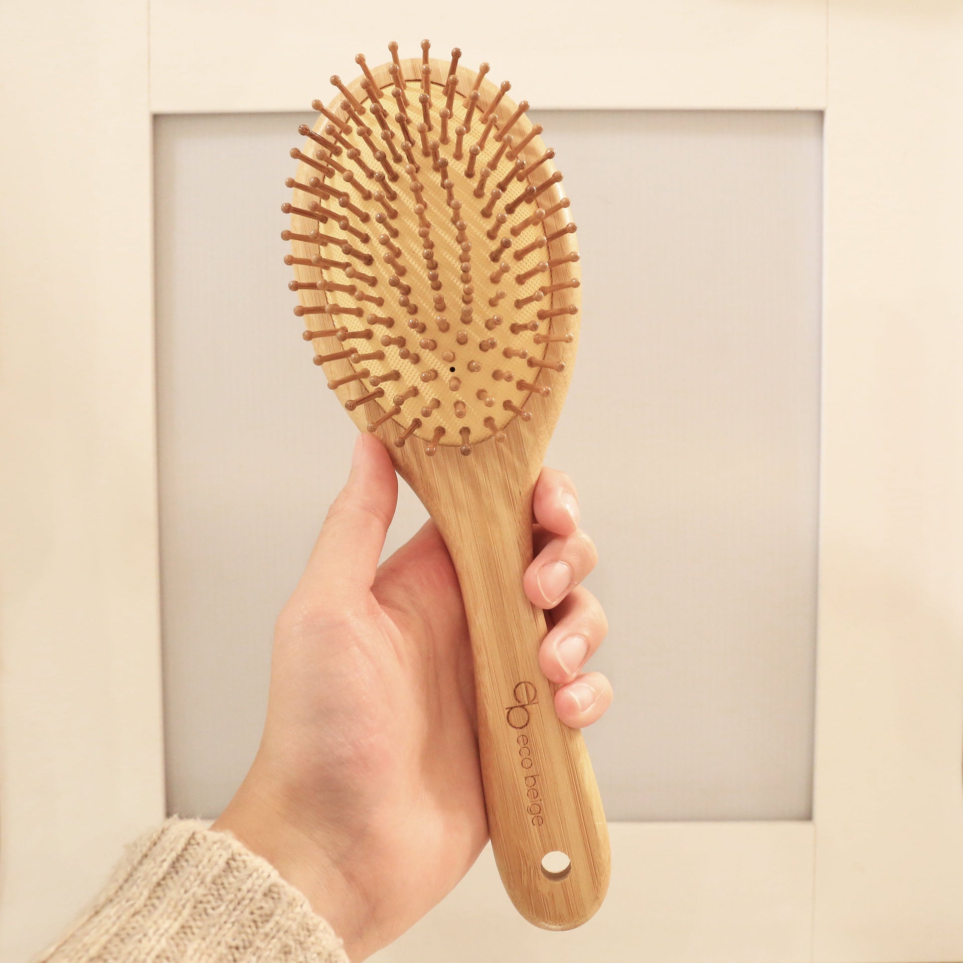 Cushioned Oval Bamboo Hair Brush for Gentle Styling