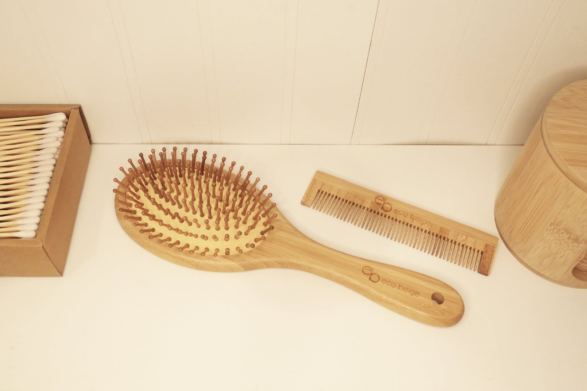 Cushioned Oval Bamboo Hair Brush for Gentle Styling