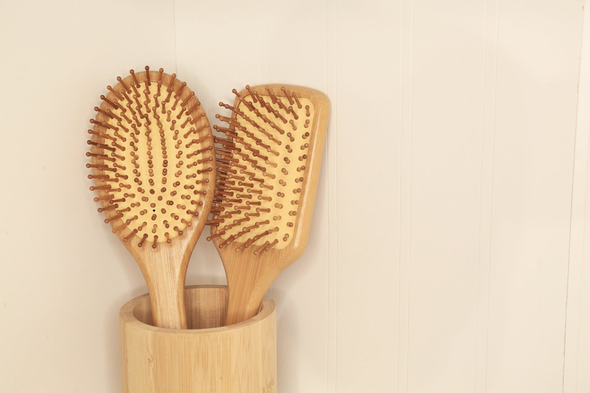 Cushioned Oval Bamboo Hair Brush for Gentle Styling